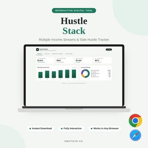 Hustle Stack Income Tracker | Multiple Streams, Expenses, Tax Estimator (Digital Tool)