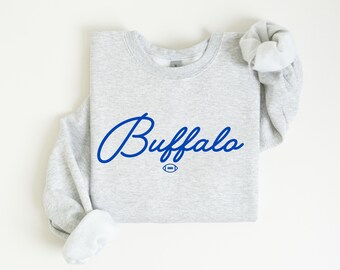 Buffalo Football Shirt and Sweatshirt, Blue Game Day Tee, Sunday Sports Fan Crewneck, Minimalist Team Spirit Top