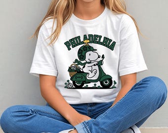 Puppy Philadelphia Vintage Scooter Shirt or Sweatshirt, Retro City Football Vibes Tee, Floral Helmet Dog Sweatshirt, Fall Sports Fan Gift