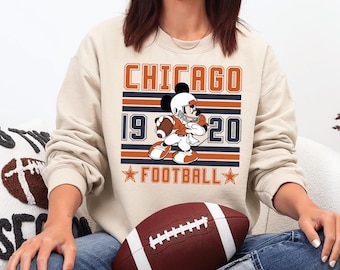 Chicago Football Mickey Sweatshirt and Shirt, Disney Game Day Retro Tee, Chicago Team Spirit Sweatshirt, Disney Inspired Football Fan Shirt