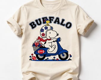 Buffalo Puppy Game Day Shirt, Retro Football Fan Tee, Red Blue Scooter Sweatshirt, Cute Dog Buffalo Football Season Shirt, Sports Lover Tee