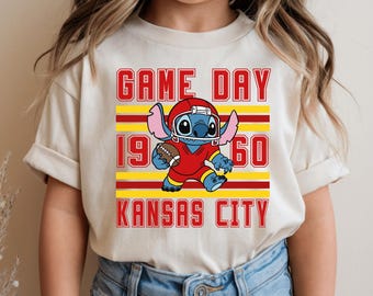 Kansas City Kids Football Shirt, Stitch Game Day Kids Sweatshirt, Cute Cartoon Sports Top for Children