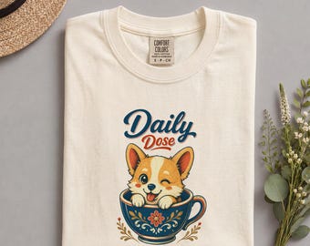 Corgis-Shirt, Kaffee-T-Shirt für jeden Tag, Geschenk für Corgis-Liebhaber, Retro-Haustierbekleidung