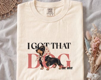 Vintage-T-Shirt „Ich hab den Hund in mir“ | 100 % Baumwolle, Dackel-Shirt | Comfort Colors