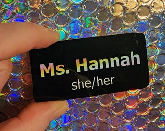 Pastel Rainbow Pronoun Name Tag