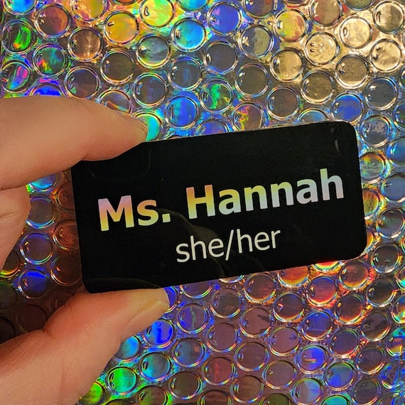 Pastel Rainbow Pronoun Name Tag