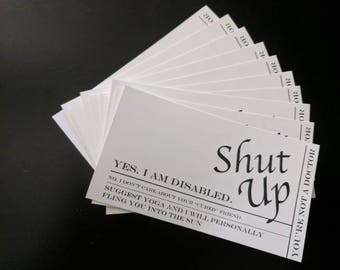 Cállate, estoy discapacitado Tarjetas