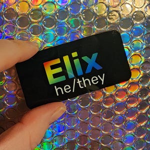 Rainbow Pronoun Name Tag