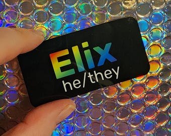Rainbow Pronoun Name Tag