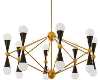 16 Lights 8 Arm Candelabra Brass Ceiling Light - Caracas Chandelier Stilnovo style Vintage Home Decor - Elegant Chandelier