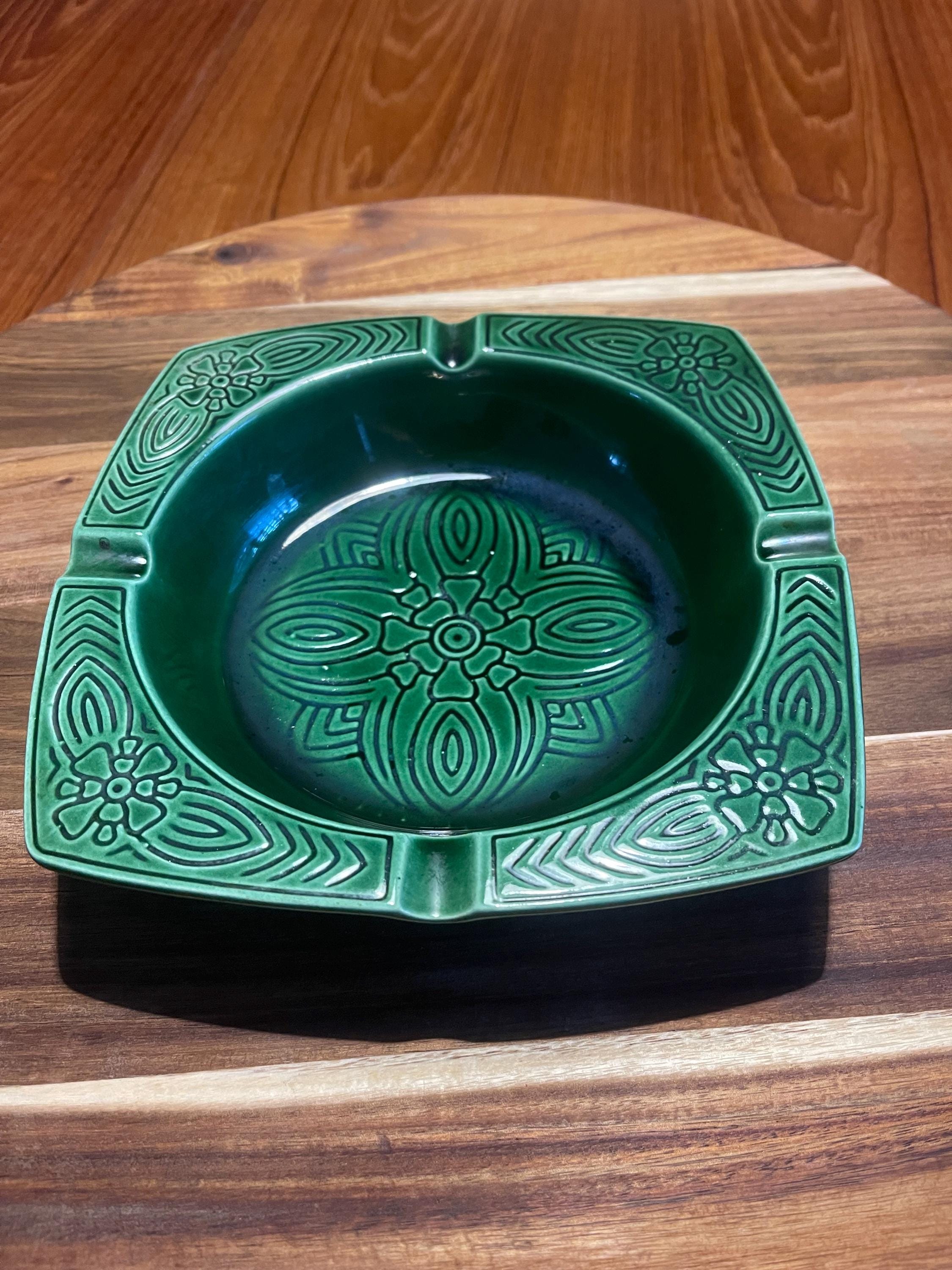 Vintage Green Ashtray Square - Etsy