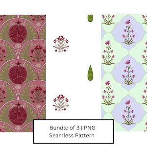 Mughal seamless pattern Bundle of 3 | Instant Digital download| PNG JPG