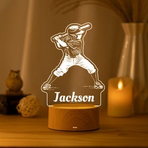 Personalized Baseball Night Light, Custom Name Lamp, Sports Fan Bedroom Decor, Teenager Birthday Gift