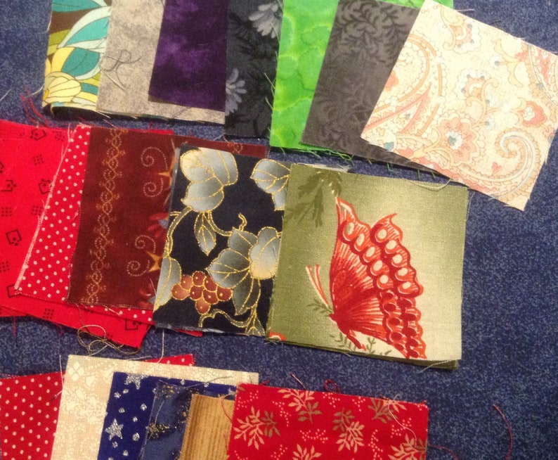 Cotton fabric 2.5 squares Pre-cut Quilting Squares Fabric scraps and patches in batches! QTY 55