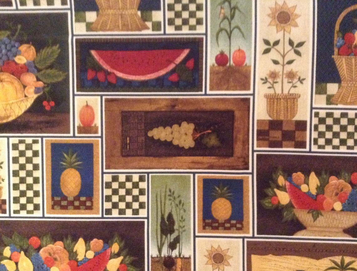 Warren Kimble Folk Art Quilting Fabric Artistic Panel 1 Yard Etsy