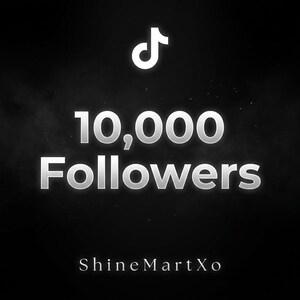 May include: A black graphic image featuring the white TikTok logo at the top, followed by the text 10,000 Followers in a bold, silver-toned font, and the text ShineMartXo in a smaller, white serif font at the bottom of the composition.