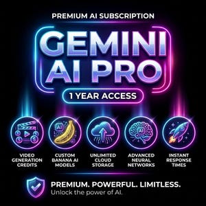 Gemini AI Pro 1 års åtkomst – Videokrediter, molnlagring, AI-modeller