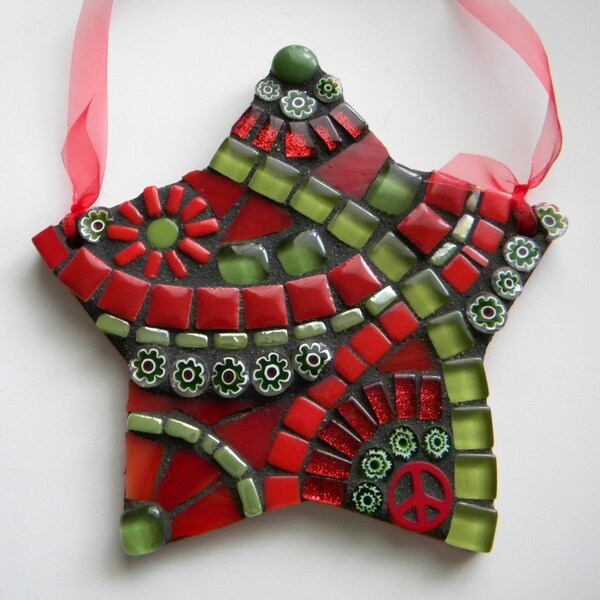Mosaic Star Wall Hanging, Hostess Holiday Gift, Teacher Gift, Housewarming Gift, Baby's First Christmas Ornament, First Christmas Together