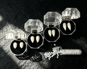 Vampir Fang Zähne Kit Geschenk: Natürlich aussehende Cosplay Zähne, einzigartiges Halloween Accessoire für Horror Fans