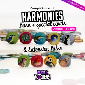 Harmonies akryldjursmarker | Premium brädspelsuppgradering | UV-tryckta ersättningskomponenter | Akrylmarker