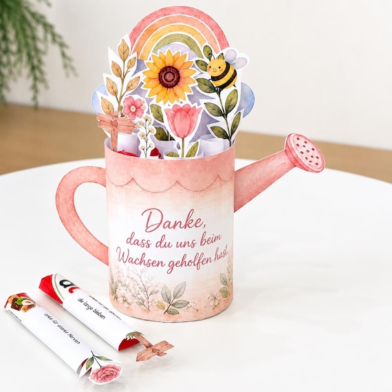 Duplo Banderole Danke Lehrerin | Blumen Geschenk zum Schuljahresende | Abschiedsgeschenk Lehrer | Druckvorlage PDF Sofortdownload