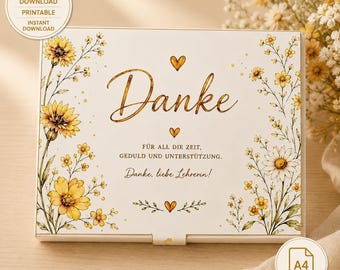 Merci Banderole | Danke Geschenk für Lehrerin | Abschiedsgeschenk Schule & Kita | PDF Vorlage zum Ausdrucken