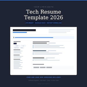 Tech ATS Resume Template 2026 Google Docs | Tech CV | Software Engineer | Full-Stack | Cloud | AI Dev Tools