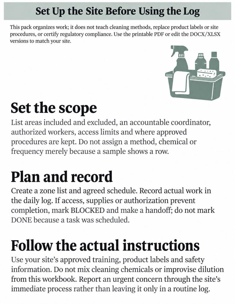 Office Cleaning Checklist and Schedule | 11 Editable Zone, Daily ...