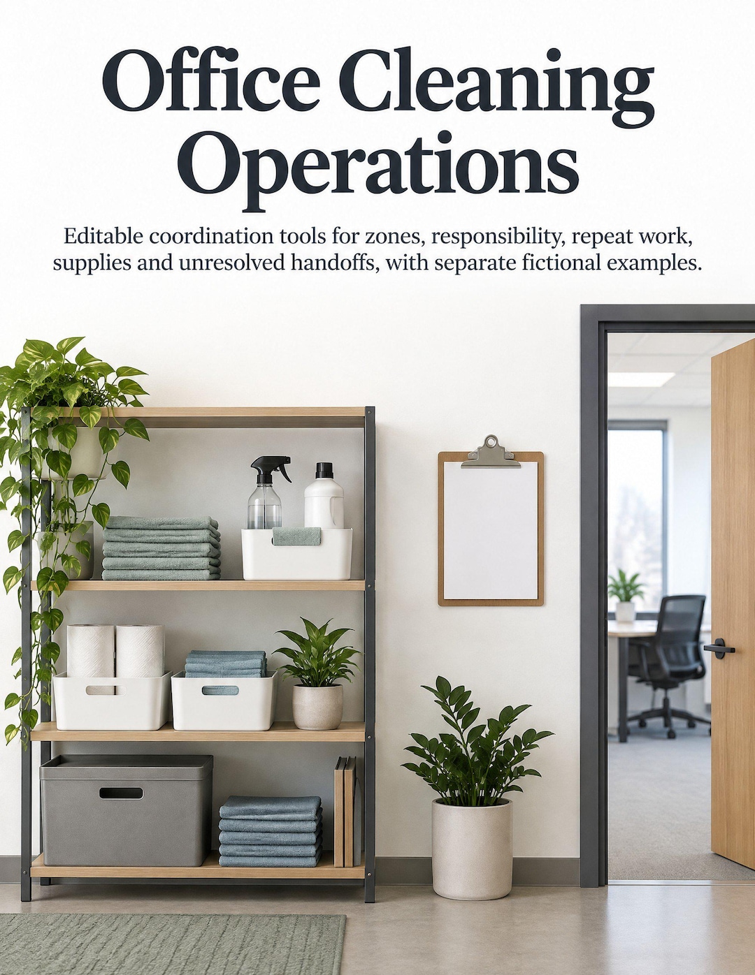 Office Cleaning Checklist and Schedule | 11 Editable Zone, Daily ...