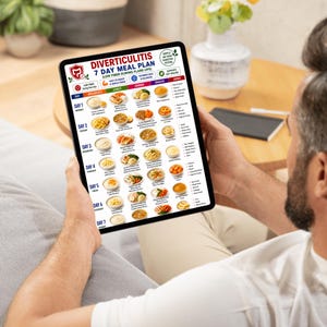 Diverticulitis meal planner PDF with low fiber food choices for weekly planning