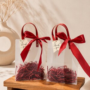 Ivory Wedding Favor Bags with Ribbon Handles, Transparent Gift Bags, Bridal Shower Favor Packaging, Elegant Wedding Welcome Bags