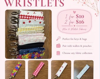 Handmade Fabric Wristlet Keychain: Keys, Bags, Wallets Accessory