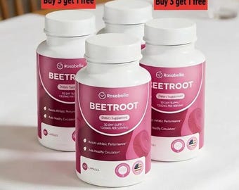 4 Bottles Rosabella Organic Beetroot Capsules (240 Capsules), Enhance Bloodcirculation,Immunity,Energy,Endurance,Packing & Stamina