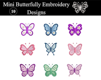 Butterfly Embroidery Design Bundle | 10 Mini Butterfly Embroidery Files | Machine Embroidery | PES DST JEF | Instant Download