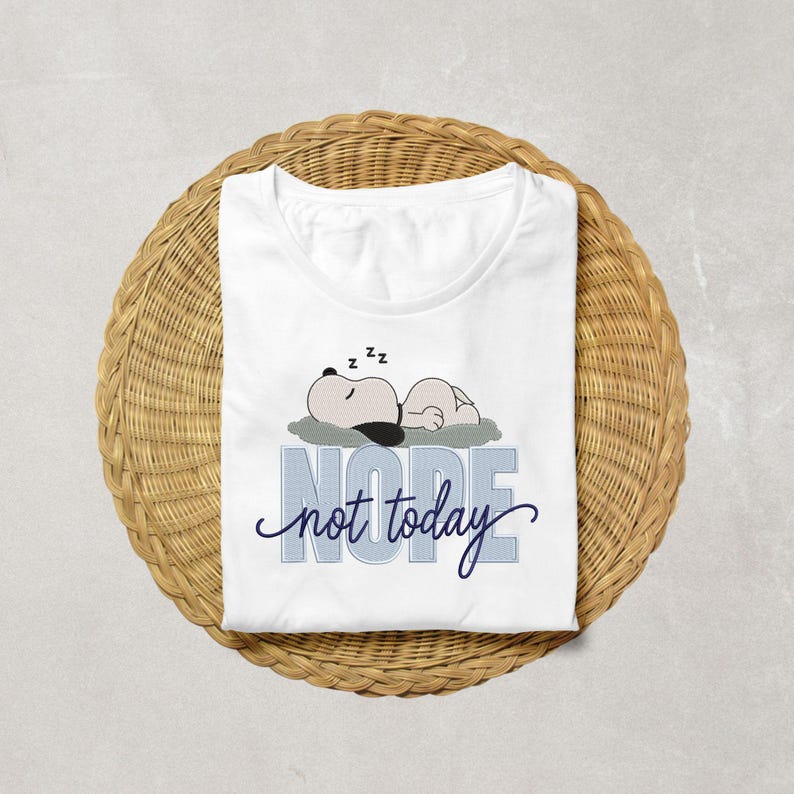 Snoopy Nope Not Today Embroidery Design Bundle | Cute Cartoon Dog Embroidery File | Sleeping Dog Embroidery PES DST JEF | Lazy Dog image 7