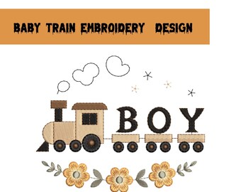 Baby Train Embroidery Design for Boys, Nursery Stitch Pattern (Digital Download)