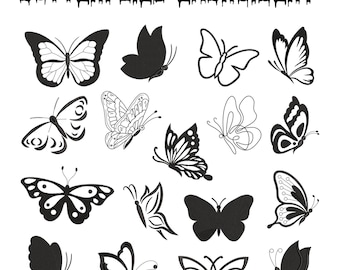 Butterfly Embroidery Design Bundle, Mini Butterfly Embroidery File, Floral Line Art Machine Embroidery Digitized Patterns Pes Dst Jef