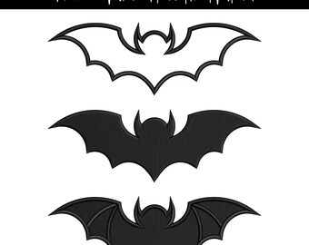 Bat Embroidery Design Halloween Machine Embroidery Files Spooky Bat Silhouette Digital Download PES DST JEF