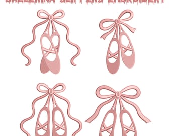 Ballerina Slippers Embroidery Design, Ballet Shoes Machine Embroidery Pattern, Mini Pointe Shoes Digital File PES DST