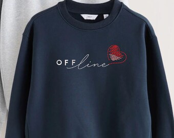 Offline Sketch Heart Embroidery Design, Minimalist Trendy Sweatshirt Apparel (Digital Download)