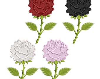 RED ROSE  Machine Embroidery Design, Flower Digital Embroidery File, Floral Pattern for Jacket, PES