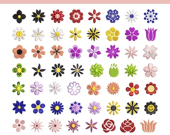 Mini Flower Embroidery Design Bundle, Small Daisy Floral Machine Digitized Pattern File, Tiny Flowers Fill Stitch for Sweatshirt DST PES JEF