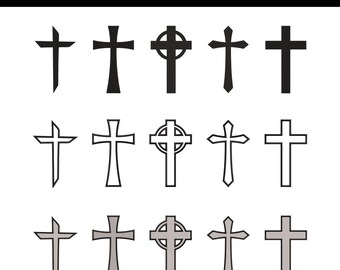 Christian Cross Embroidery Design Bundle, Jesus Religious Cross Machine Embroidery File, PES DST Outline Holy Cross Pattern Digital Download
