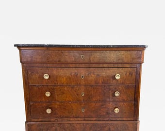 Louis Philippe Chest of Drawers with St. Anne Black Marble Top circa 1850