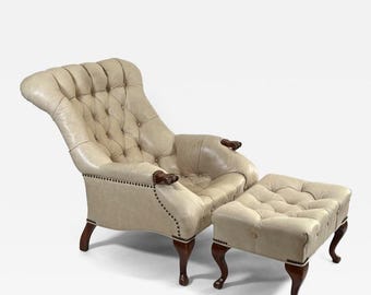 Carl Forslund Rip Van Lee or "Sleepy Hollow" Leather Chair and Ottoman, 1960s