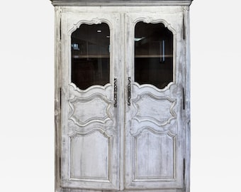 19th Century Limewash French Provincial Louis XV Style Armoire