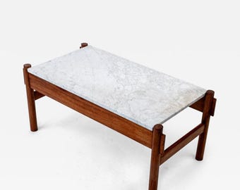 Danish Modern Teak & Marble Coffee Table, 1960s