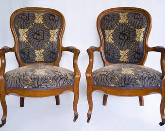 Pair of Louis Philippe Style Armchairs, Late 19th Century