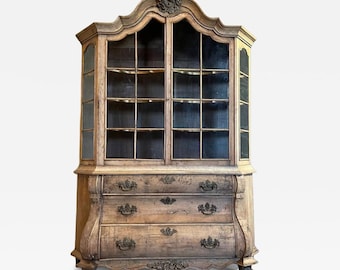 Dutch Cabinet Vitrine with Lower Bombe Chest of Drawers, Circa 1860