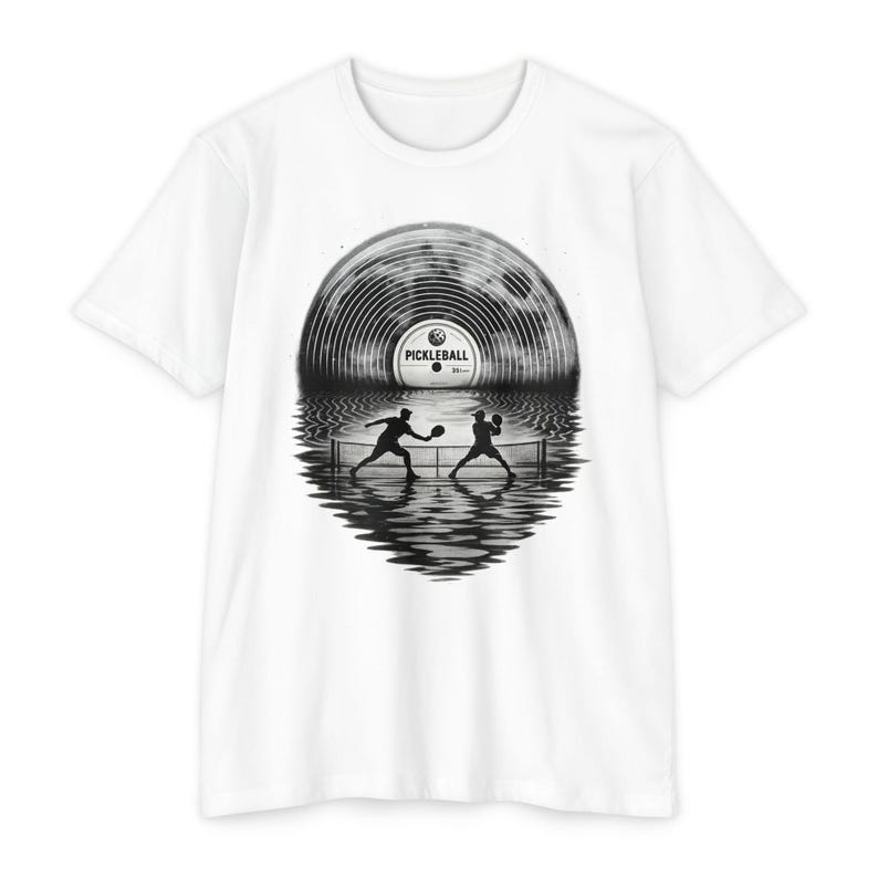 Retro Pickleball Shirt, Vinyl Record Sunset Tee, Vintage Pickleball Gift for Her image 4